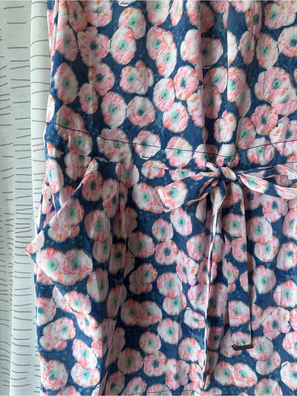 Rachel Floral Braided-Strap Dress in Navy, Pink & Mint - Picture 3 of 5